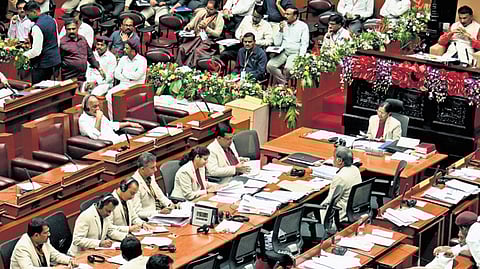 Council proceedings in progress in Suvarna Vidhana Soudha in Belagavi on Tuesday 