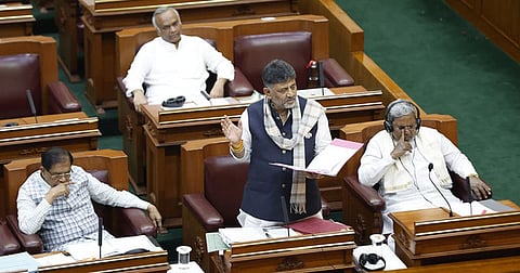 DCM DK Shivakumar addressing during the Assembly Session at Suvarna Soudha, in Belagavi on Tuesday.
