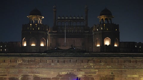 A view of the illuminated Red Fort 