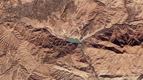 This satellite picture from Planet Labs PBC shows Latyan Dam outside of Tehran, Iran, Nov. 19, 2025.