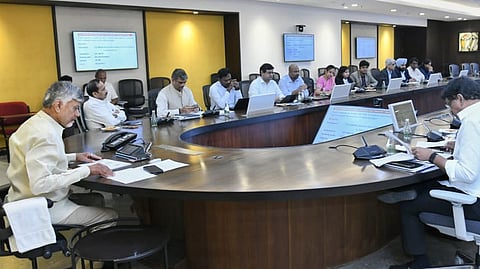 CM Nara Chandrababu Naidu during review meeting on proposal of Purvodayam scheme on Tuesday. 
