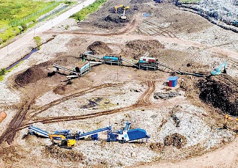 Biomining works under way at the dumpyard in Perungudi | Express