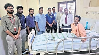AIIMS team with patient Biswa Bhusan Rout
