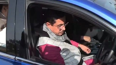 Union Minister Pralhad Joshi arrives at Parliament in Hydrogen-powered car