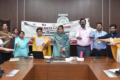 Guntur District Collector A Thameem Ansariya chaired a district-level committee meeting on Thursday at the Collectorate to review the 100-day awareness campaign under the Balya Vivaha Mukta Bharat (BVMB) initiative.