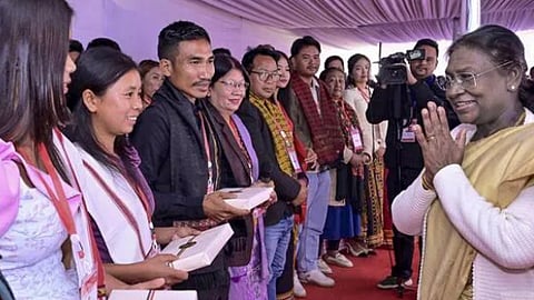 President Droupadi Murmu paid homage to the brave women warriors of Manipur at the Nupee Lal Memorial Complex in state capital Imphal. 