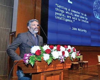 Prof Sanjog Misra addressing the event at Loka Seva Bhawan in Bhubaneswar