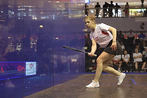 Ukraine-born Sofia Zrazhevska, who represents Poland, in the ongoing Squash World Cup in Chennai