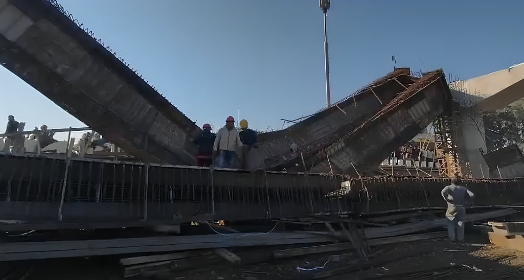 Bamboo scaffold supporting bridge construction collapses in Gujarat’s Valsad; five workers injured