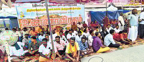 As per the court order, the locals took part in the hunger strike from 9 am to 5 pm in Thiruparankundram on Saturday.