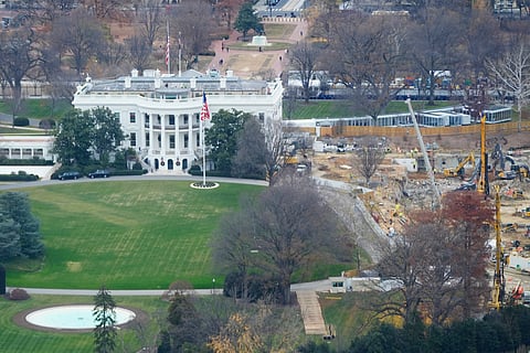 Work continues on the contruction of the ballroom at the White House, Tuesday, Dec., 9, 2025, in Washington, where the East Wing once stood.