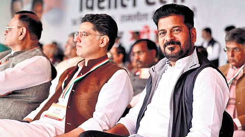 Chief Minister A Revanth Reddy at the ‘Vote Chor, Gaddi Chhod’ rally in New Delhi.