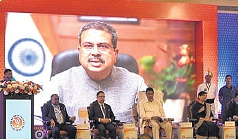 Union minister Dharmendra Pradhan virtually addressing the 3rd edition of Purvodaya on Saturday.