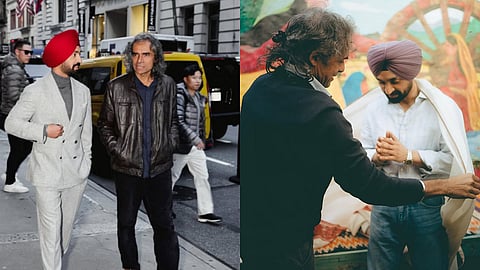 L - Diljit Dosanjh and Imtiaz Ali; R - the duo on the sets of their upcoming film