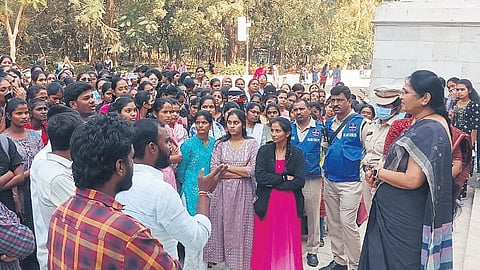 Telangana: Women PG students stage protest in Koti; hostel in-charge suspended over harassment