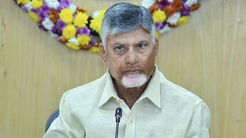 CM Nara Chandrababu Naidu during the 5th Collectors Conference at Secretariat in Velagapudi on Wednesday.