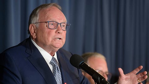 Attorney Bob Clifford speaks during a news conference regarding the Jan. 29, 2025, mid-air collision between American Eagle flight 5342 and a U.S. Army Black Hawk Helicopter, at the National Press Club, Sept. 24, 2025, in Washington. 