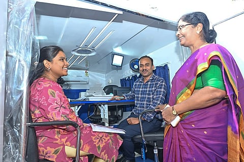 Regional passport officer S Vijayalakshmi inaugurates the three day passport mela for the journalists and their families at the Collectorate in Vijayawada on Wednesday. 