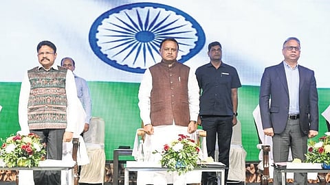CM Mohan Charan Majhi at the valedictory session of Indocrypt 2025 at IIIT-Bhubaneswar on Wednesday.