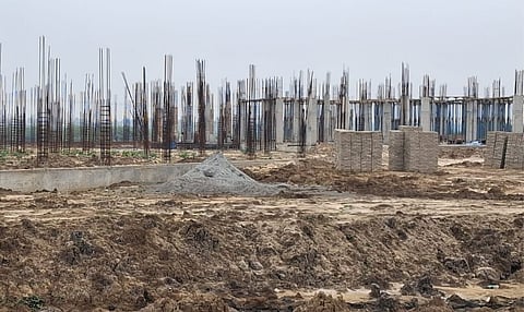 The Sellur bus stand under construction in Nagapattinam.
