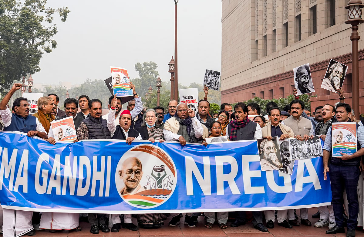 G RAM G bill: Opposition's protest march in Parliament complex, Kharge vows to take fight to streets