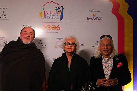 (L-R) Festival directors William Dalrymple, Namita Gokhale and Sanjoy K. Roy