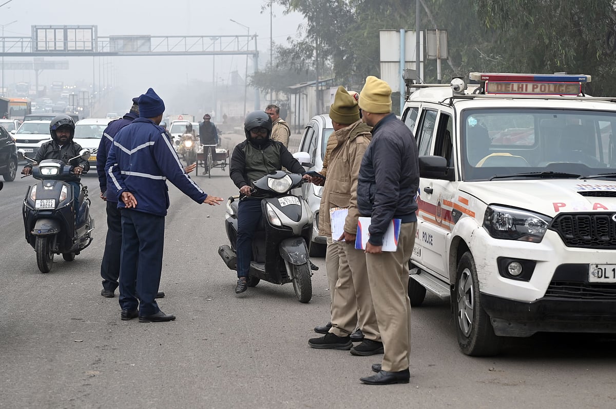 Rush at PUC centres amid strict vigil and challans after restrictions kick in