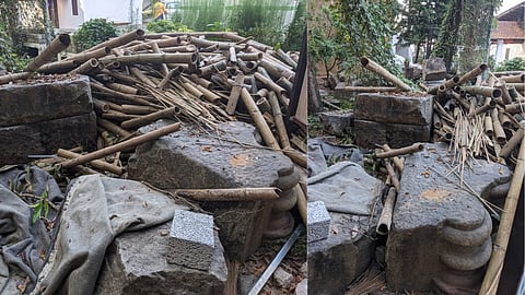 Debris thrown over the artefacts on the Museum premises