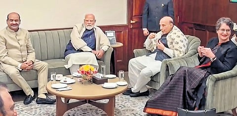 Prime Minister Narendra Modi and Priyanka Gandhi Vadra at the tea party | PTI