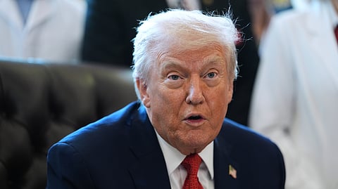 US President Donald Trump speaks at the Oval Office of the White House, Thursday, Dec. 18, 2025, in Washington.