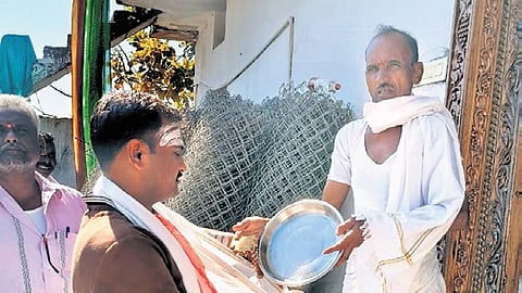 Manegalla Ramakrishnaiah contested the sarpanch post with the backing of the Congress. In an unusual family showdown, his elder son Venkat, supported by the BJP, contested against him