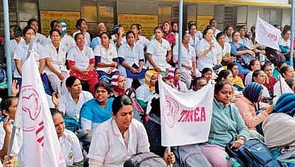 Nurses across the State continued their protest for the third day to put forward their demands including regularisation of service of around 8,000 nurses who were recruited through Medical Services Recruitment Board from 2015.