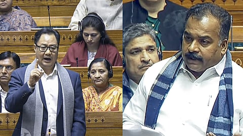 Parliamentary Affairs Minister Kiren Rijiju (L), Congress MP  Manickam Tagore (R)