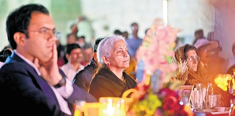 Union Finance Minister Nirmala Sitharaman at a light and sound event held in Hampi on Saturday.