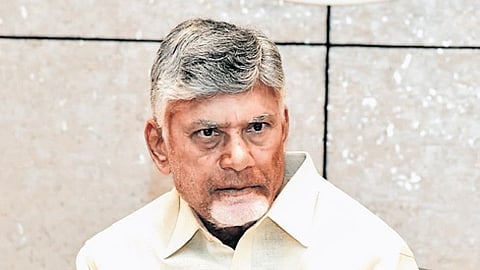 CM Nara Chandrababu Naidu during review meeting on Excise department at Secretariat in Velagapudi on Monday.