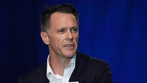 Australia's New South Wales Premier Chris Minns speaks during a ceremony to mark the National Day of Reflection for victims and survivors, at Bondi Beach in Sydney, Sunday, Dec. 21, 2025, following the Bondi shooting on Dec. 14