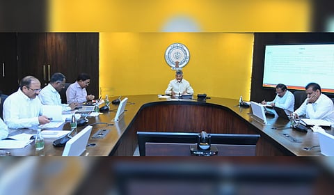 CM Nara Chandrababu Naidu holds 56th CRDA meeting at Secretariat in Velagapudi on Monday.