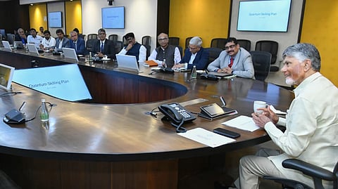 CM Nara Chandrababu Naidu during meeting with the delegation of IIT Madras on Tuesday. 