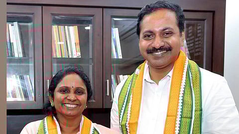 V K Minimol and Deepak Joy, the Kochi mayor and deputy mayor designates