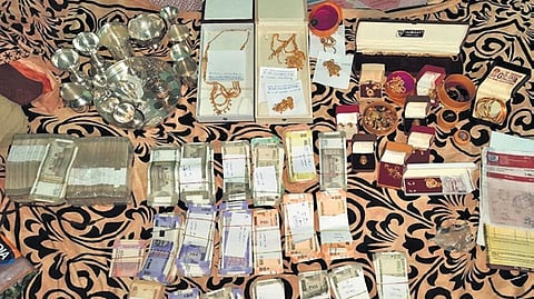 Cash and gold seized at a house in ACB searches on Tuesday