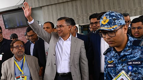 BNP Acting Chairman Tarique Rahman waves to supporters at Hazrat Shahjalal International Airport in Dhaka after returning from London, ending more than 17 years of self-imposed exile.