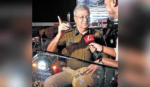 City Police Commissioner Seemanth Kumar Singh inspects MG Road-Brigade Road corridor to review security arrangements.