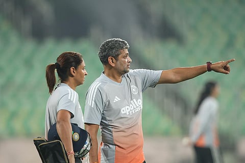 India captain Harmanpreet Kaur and coach Amol Muzumdar