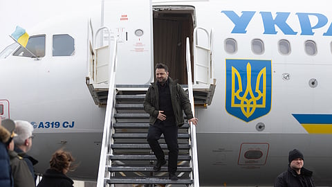 Ukrainian President Volodymyr Zelenskyy arrives in Halifax, N.S., on Saturday, Dec. 27, 2025.