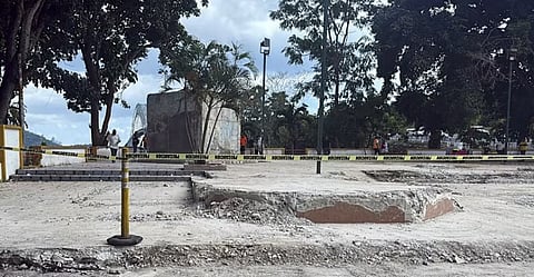 This view shows the site where a Chinese monument once stood before it was demolished in Arraijan, Panama on Dec 28, 2025.