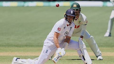 England's Joe Root bats during play on day four of the third Ashes cricket test between England and Australia in Adelaide, Australia, Saturday, Dec. 20, 2025. 