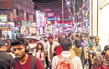 Crowds on Brigade Road ahead of New Year celebrations 