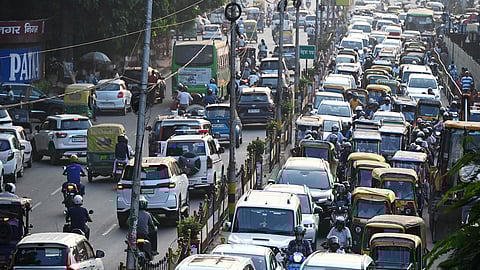 Traffic congestion in Delhi.