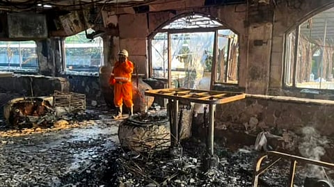 Charred remains at the nightclub where a fire broke out due to a cylinder blast, in North Goa district, Sunday, Dec. 7, 2025. At least 25 persons were killed and six others suffered injuries in the incident, according to officials.