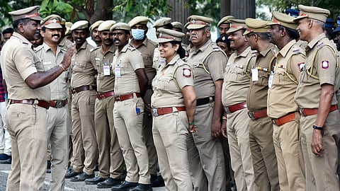 Police during the Roll-cal in Chennai